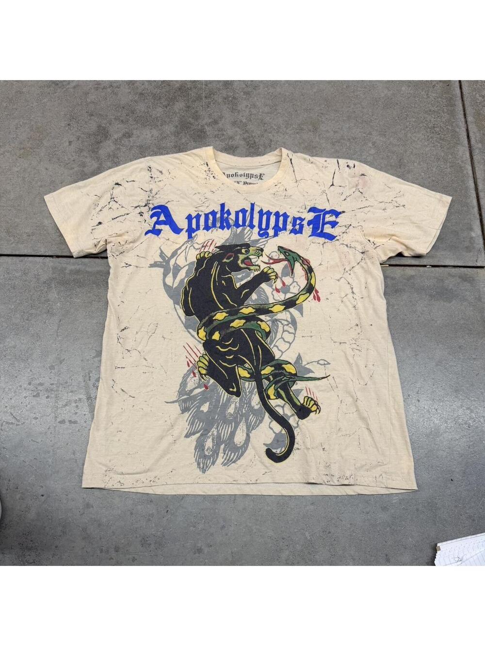 vintage apokolypse tiger and snake beige tie dye shirt size xl